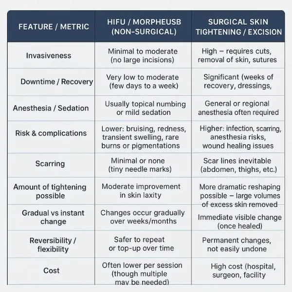 Lost the Weight but Not the Loose Skin? 3 A table showing the benefits of Lipo Sculpt Byfleet treatments to combat loose skin.